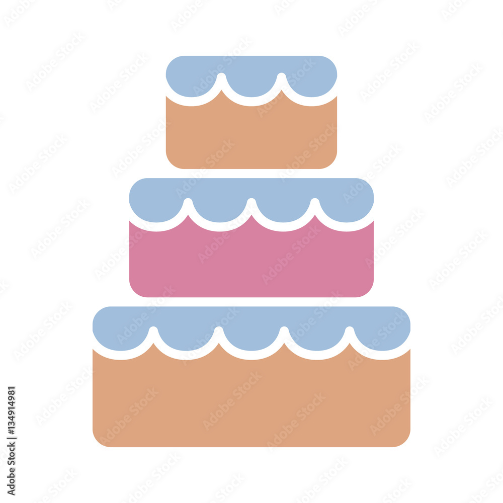 Stacked wedding cake dessert with frosting flat color vector icon for food apps and websites