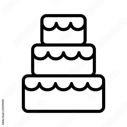 Stacked wedding cake dessert with frosting line art vector icon for food apps and websites