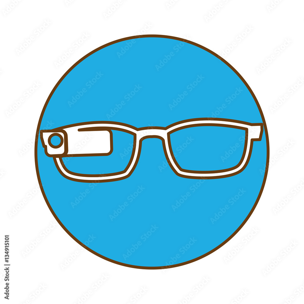 Blue glasses button signal icon, vector illustration image Blue glasses button signal icon, vector illustration image