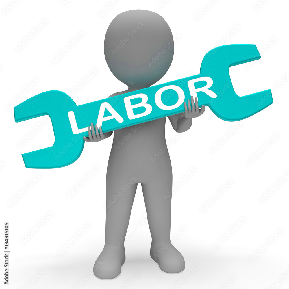 Labor Spanner Shows Working Hard 3d Rendering Labor Spanner Shows Working Hard 3d Rendering