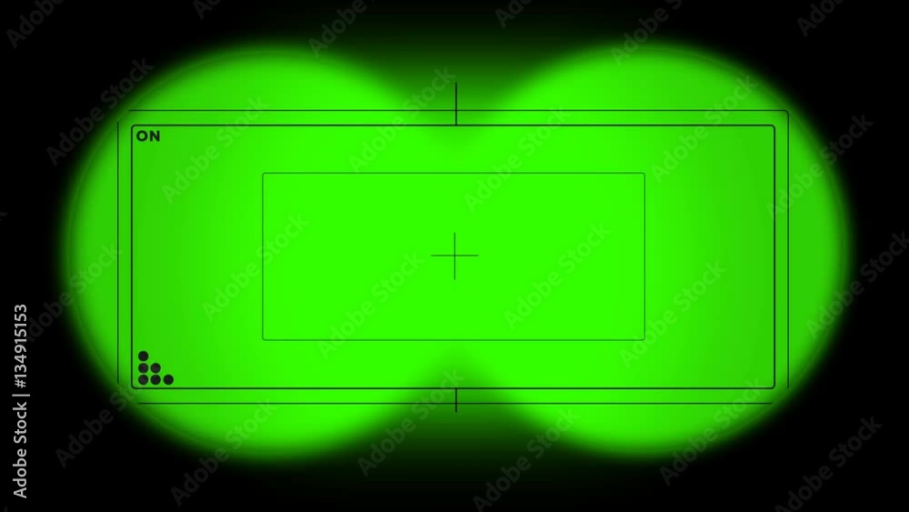 Digital futuristic glitching binocular view over green V4