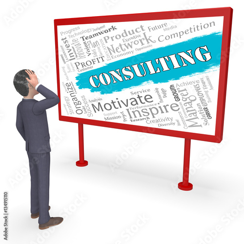 Fényképezés Consulting Words Represent Seek Advice 3d Rendering