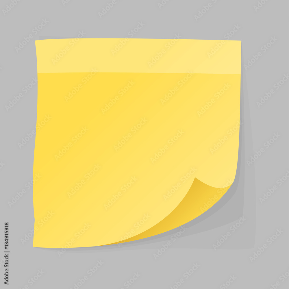 Paper note sheet for message vector illustration.