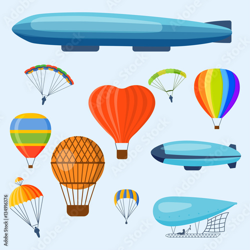 Ballon aerostat transport vector set.