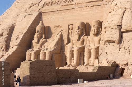 Egyptian ancient temple giant pharaohs sculptures