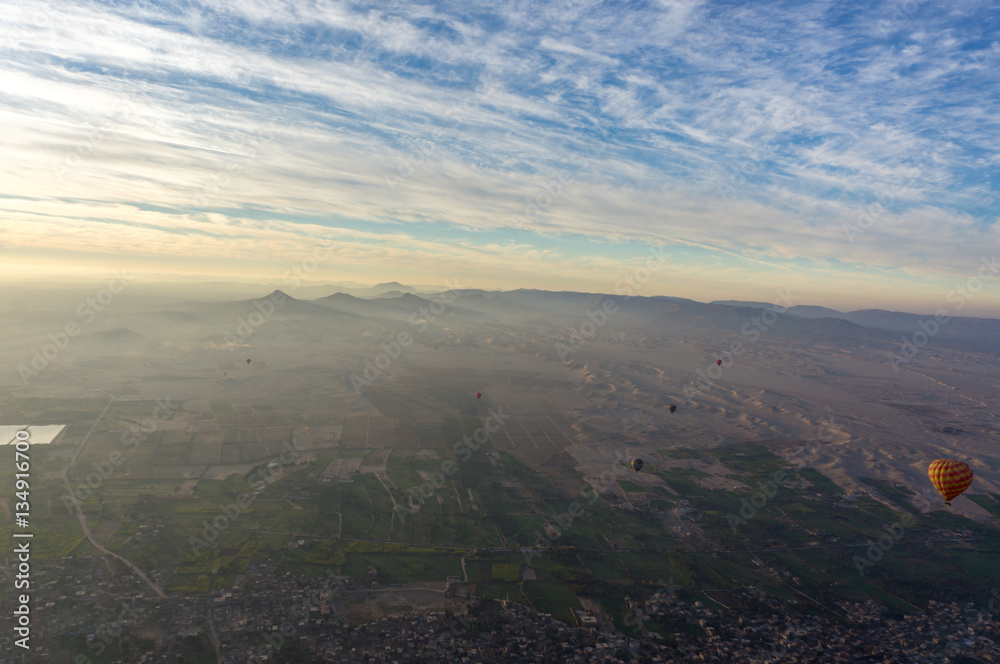 Balloon flight in Luxor, beautiful view from sky Balloon flight in Luxor, beautiful view from sky