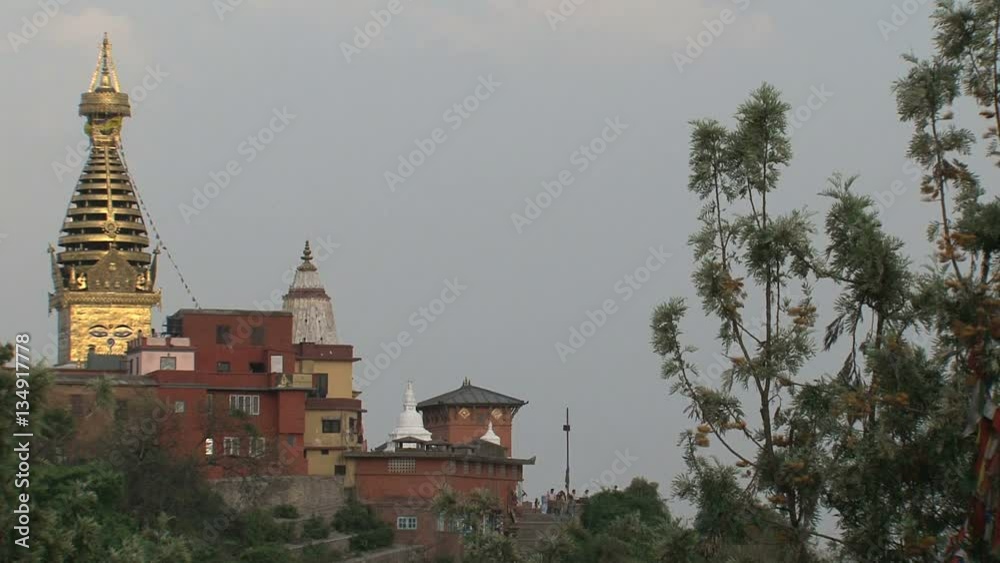 swayambhunath stupa,monkey temple at the background swayambhunath stupa,monkey temple at the background