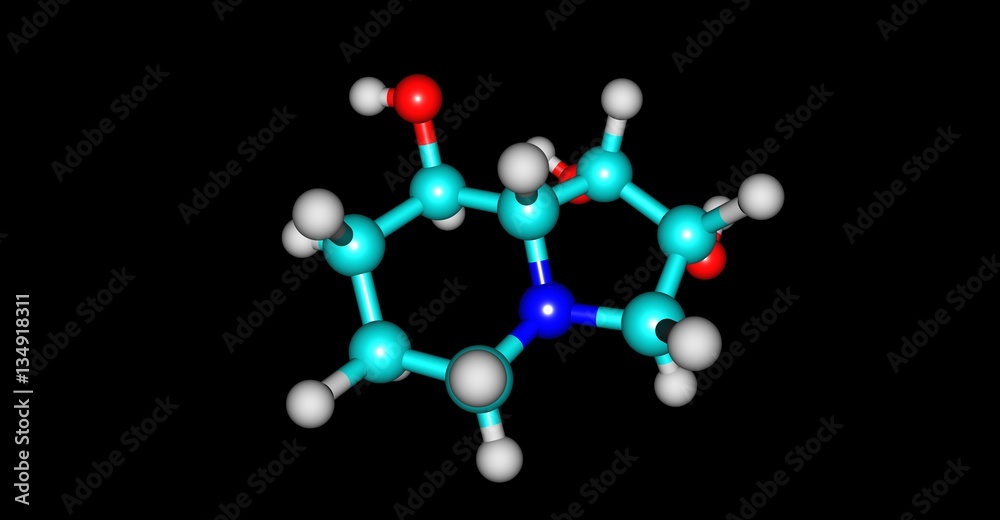Swainsonine molecular structure isolated on black Swainsonine molecular structure isolated on black