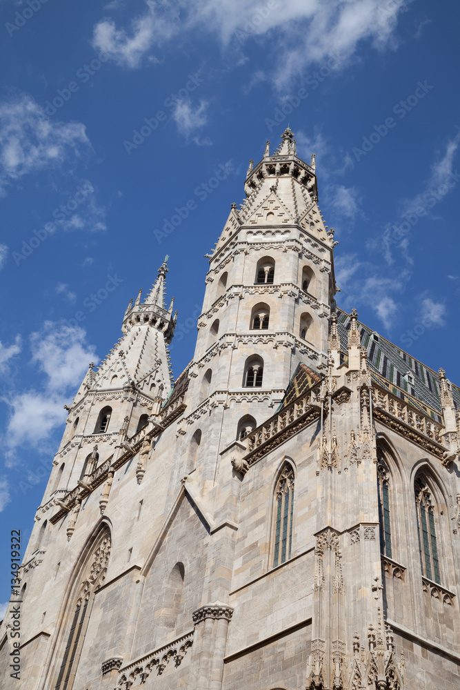 View of the gothic St. Stephen's Cathedral on the Stephansplatz, Vienna, Austria