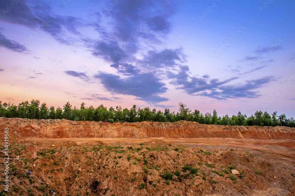 Landscape with trees under the evening sky Landscape with trees under the evening sky