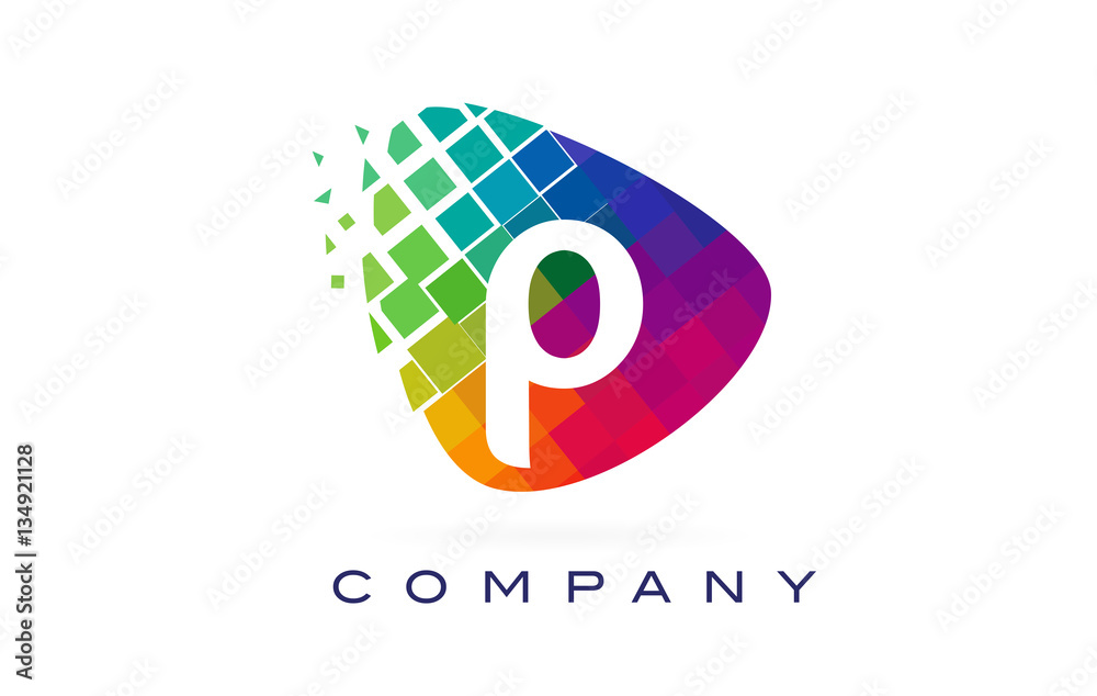 Obraz premium Letter P Colourful Rainbow Logo Design.