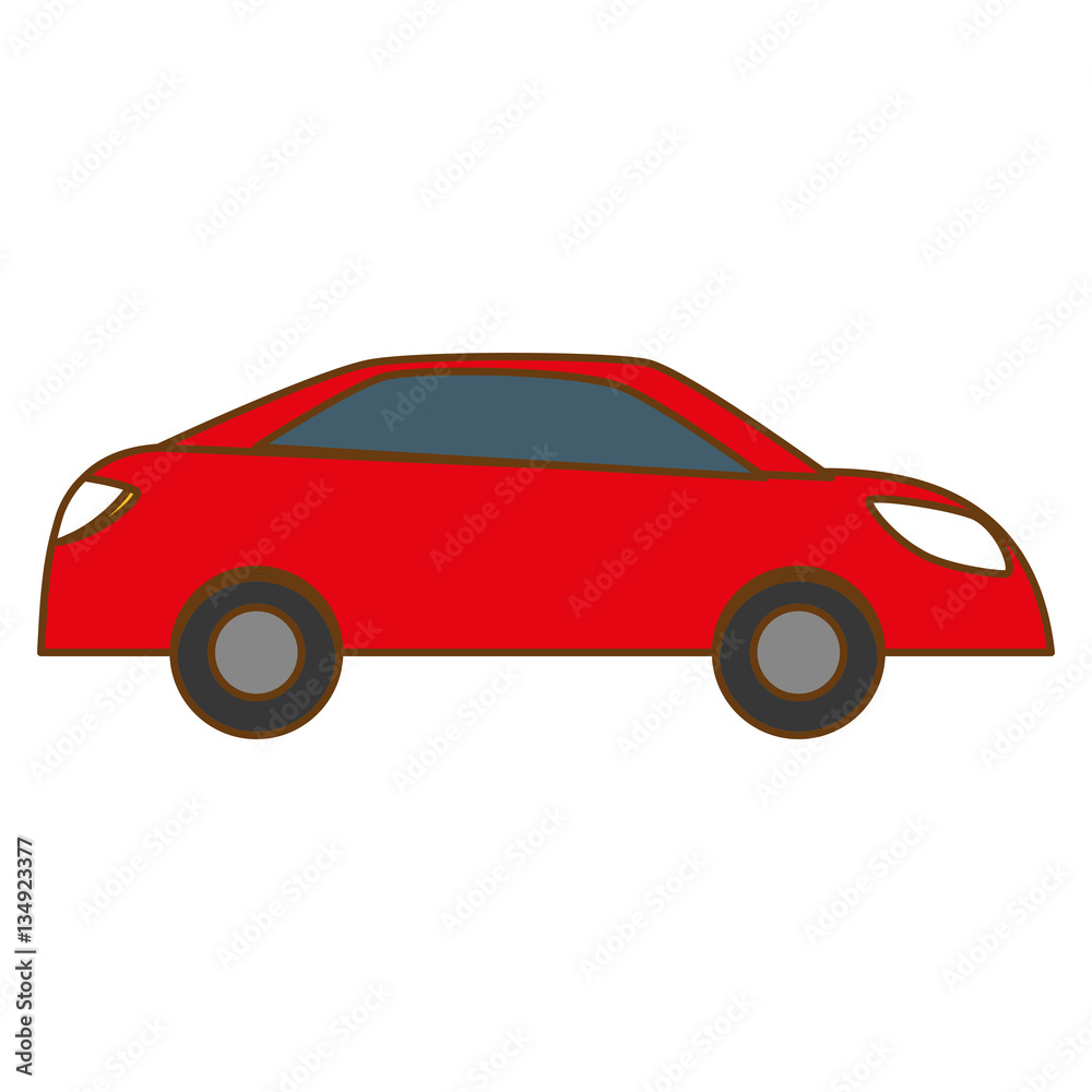 simple red car sideview icon image vector illustration design 