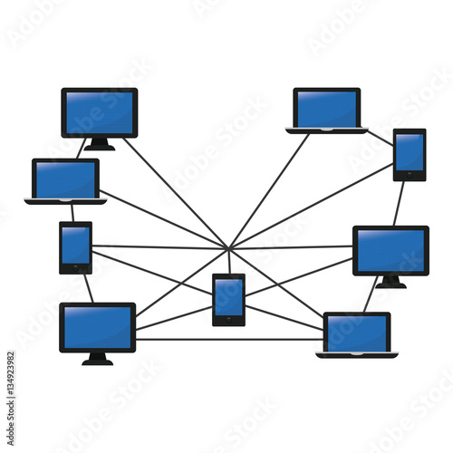 computer with web hosting or data center related icons image vector illustration design 