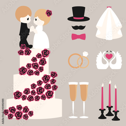 Vector illustration of wedding color symbols set
