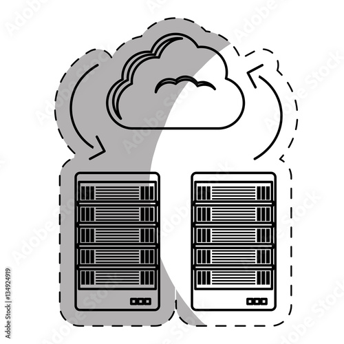 web hosting or data center related icons sticker image vector illustration design 
