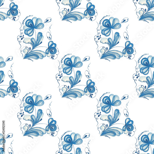 Seamless pattern with Russian ornament Gzel