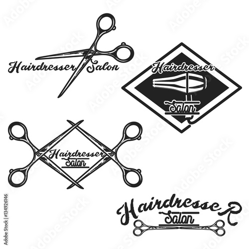 Color vintage hairdresser salon emblems