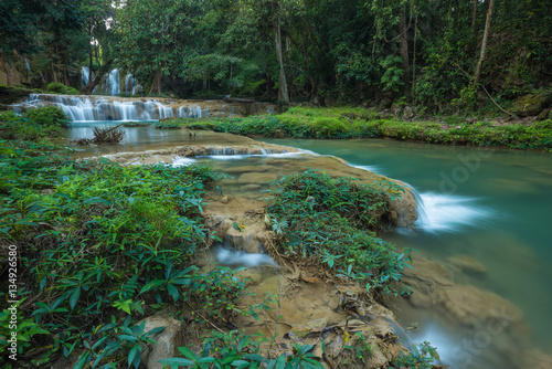 Tharn Sawan waterfall or Bor Beer waterfall is located in Doi Phu Narng national park  Chiang Muan district of Payao province  Thailand. 