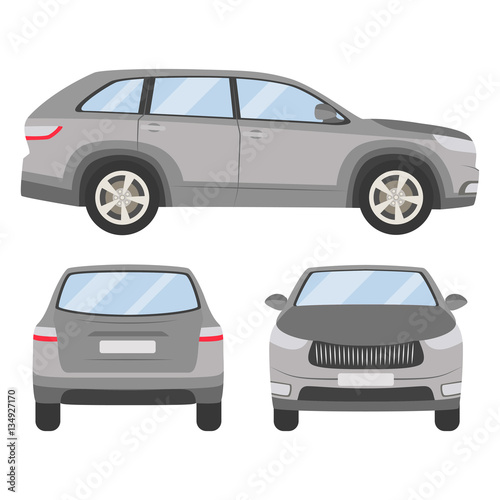 Car vector template on white background. Hatchback isolated. flat style  business design  grey silver hatchback crossover car