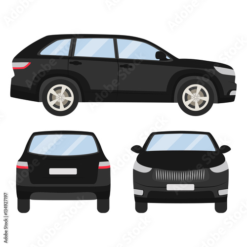 Car vector template on white background. Hatchback isolated. flat style, business design, black silver hatchback crossover car