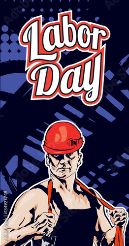 Industrial worker men with rope.