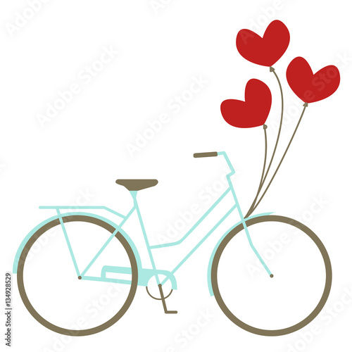 Bike with Heart Balloons Romantic Card © Ольга Деева