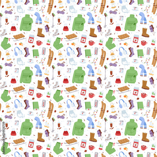 Winter icons seamless pattern vector patches.