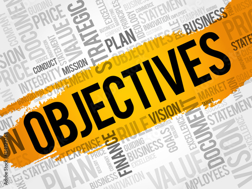 Objectives word cloud collage, business concept background