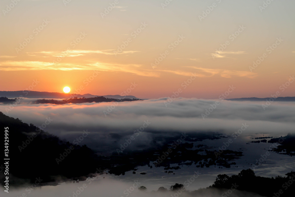 Mist in sunrise