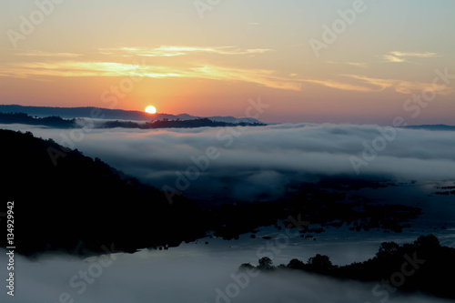 Mist in sunrise