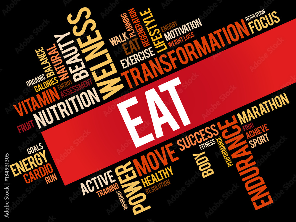 Obraz premium EAT word cloud background, health concept