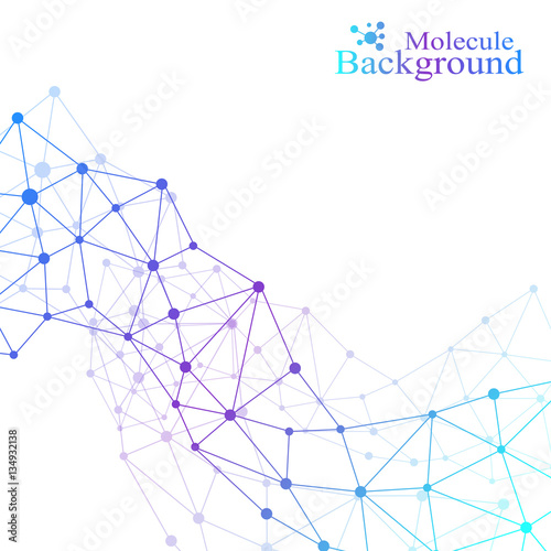Modern Structure Molecule DNA. Atom. Molecule and communication background for medicine, science, technology, chemistry. Medical scientific backdrop. Lines plexus. Card surface, vector illustration.