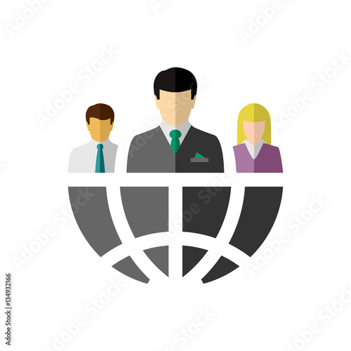 Business team as globalization concept in flat design