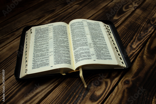 Bible on wooden board