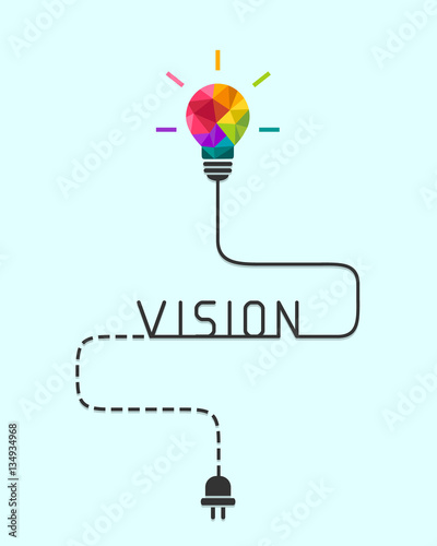 Business vision concept with colorful light bulb