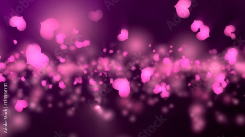 Wallpaper Mural Valentine's day purple animation, flying hearts and particles. Seamless loop background. Torontodigital.ca