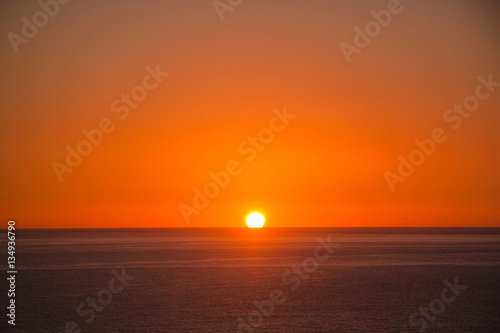 Sunset ot sunrise over the sea in Costa Brava. Tossa de Mar, Catalonia, Spain