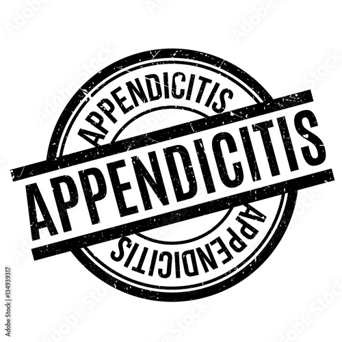 Appendicitis rubber stamp. Grunge design with dust scratches. Effects can be easily removed for a clean, crisp look. Color is easily changed.