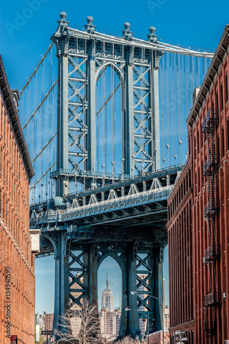 Famous view at Manhattan Bridge from Brooklyn