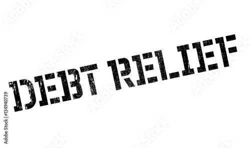 Debt Relief rubber stamp. Grunge design with dust scratches. Effects can be easily removed for a clean, crisp look. Color is easily changed.