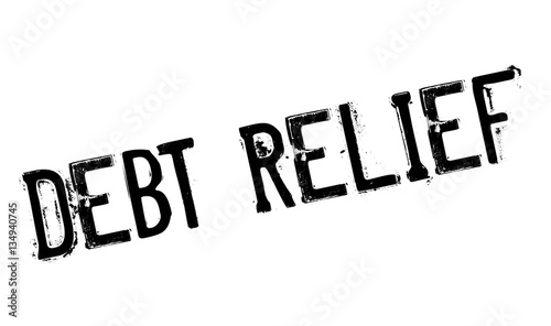Debt Relief rubber stamp. Grunge design with dust scratches. Effects can be easily removed for a clean, crisp look. Color is easily changed.