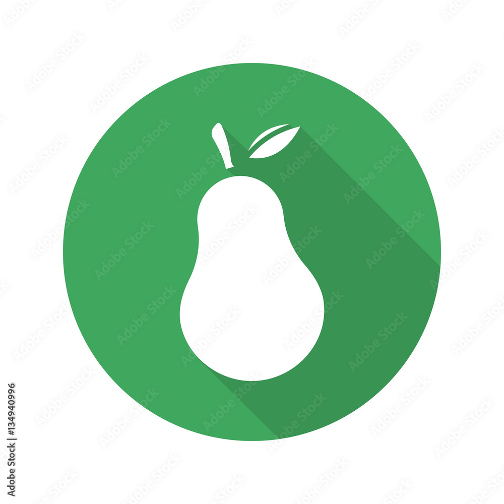 Pear flat design long shadow icon Pear flat design long shadow icon