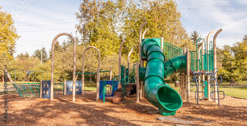 playground slide in autumn