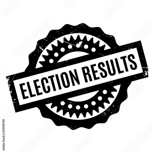 Election Results rubber stamp. Grunge design with dust scratches. Effects can be easily removed for a clean, crisp look. Color is easily changed.