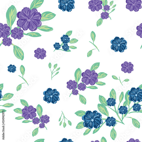 Abstract seamless pattern of cute hand painted flowers  