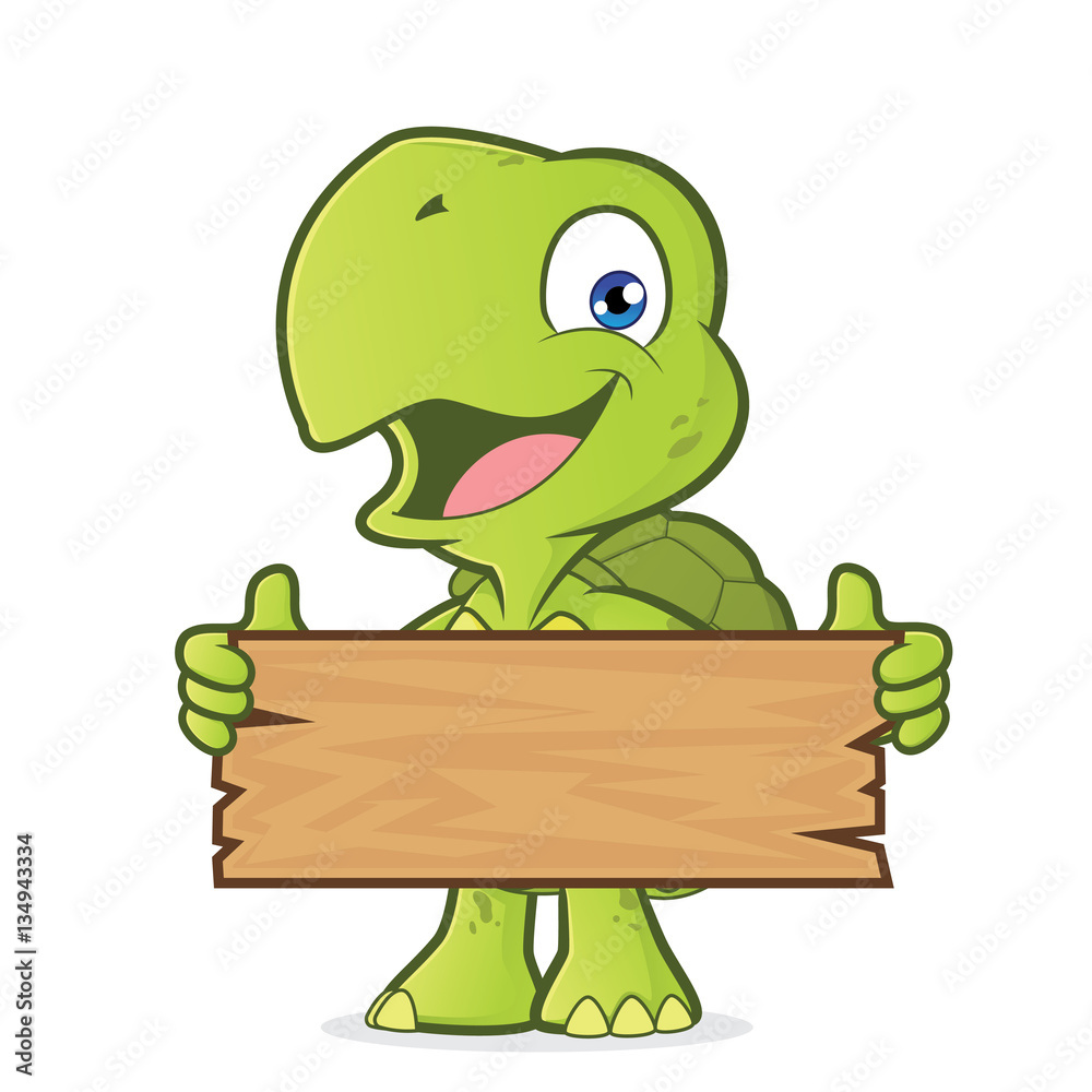 Naklejka premium Turtle holding a plank of wood