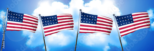 Old glory american early design flag, 3D rendering