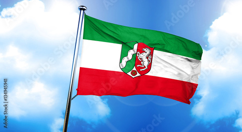 Nordrhein westfalen, north rhine flag, 3D rendering photo