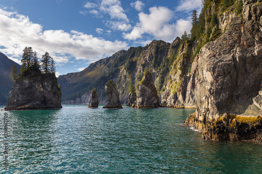 Obraz premium Spire Cove located within Kenai Fjords National Park. Wildlife Cruise around Resurrection Bay, Alaska, USA.