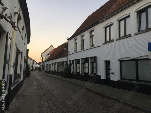 Beautiful white town and small road photo
